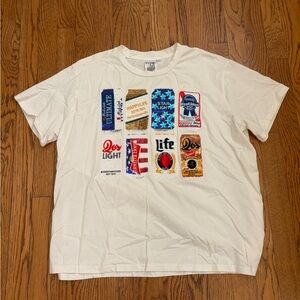 Queen of Sparkles Beer Can Sequin Graphic Tee – White – Size XL